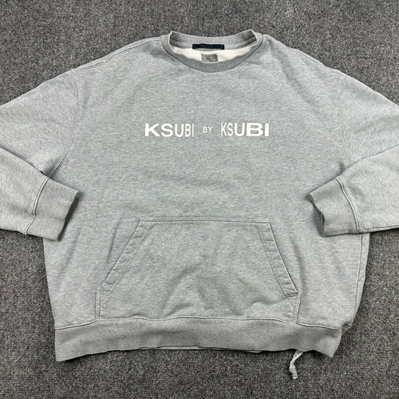 Kasubi by Kasubi Women’s Pullover Sweatshirt Kangaroo Pouch Grey Oversized - Picture 1 of 14